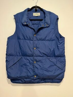 Vintage LL Bean USA Made Goose Down Insulated Puffer Vest Navy Blue Size Large